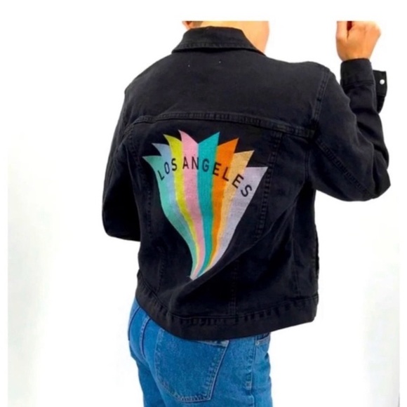 PACSUN Los Angeles Black Jean Jacket - Picture 5 of 9